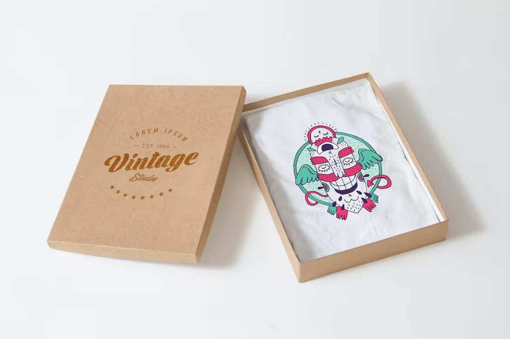 White T shirt Mockup With Packaging