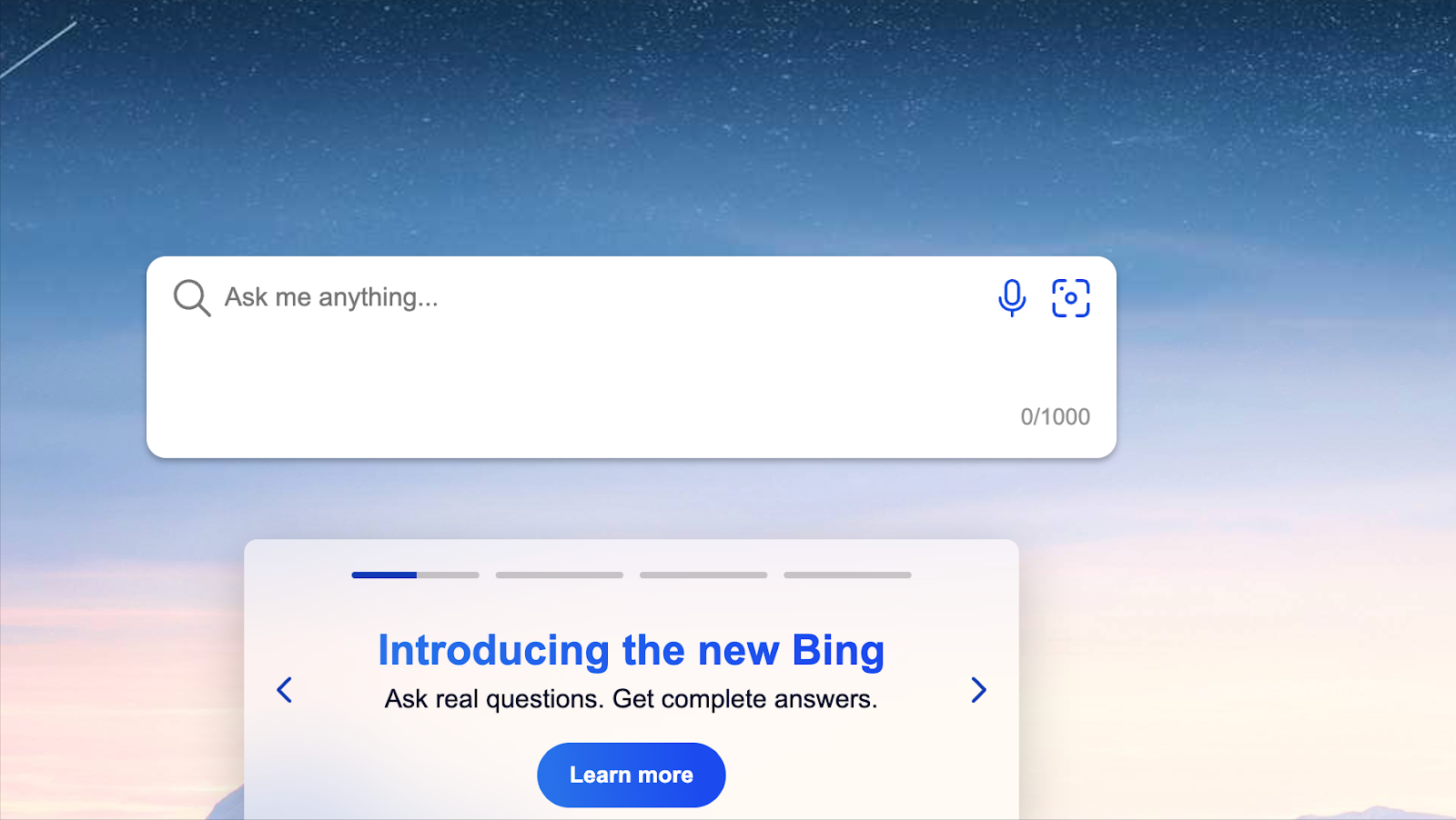 Bing new interface