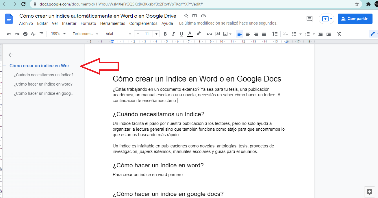 Cómo hacer un índice en Word o Google Docs – Palabra