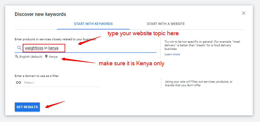 how use google keyword planner in kenya