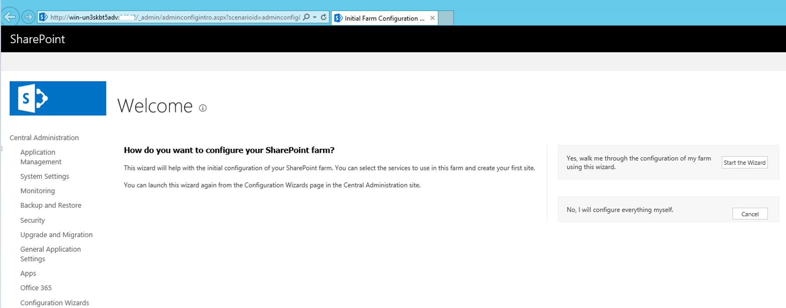 SharePoint 2016 Central Administration Site