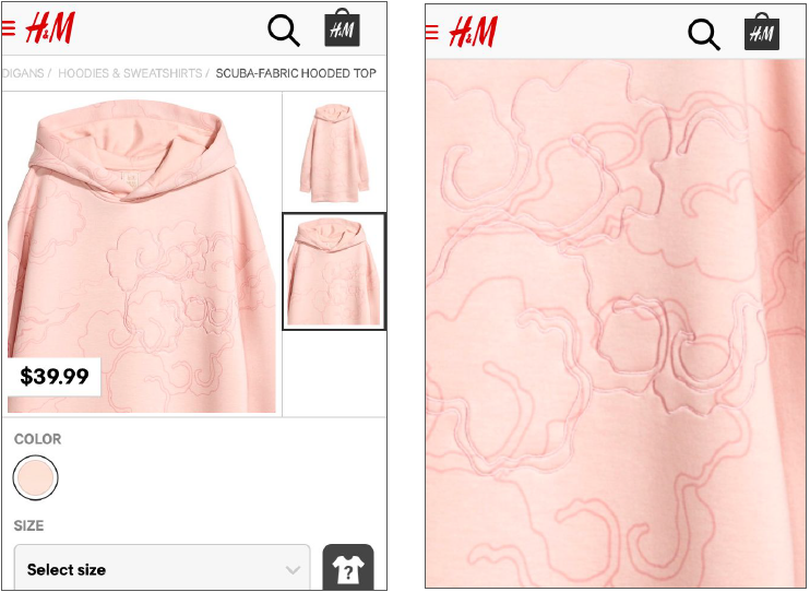 Using high-quality images allows users browsing H&M to see the fine details of this sweater when they zoom in.