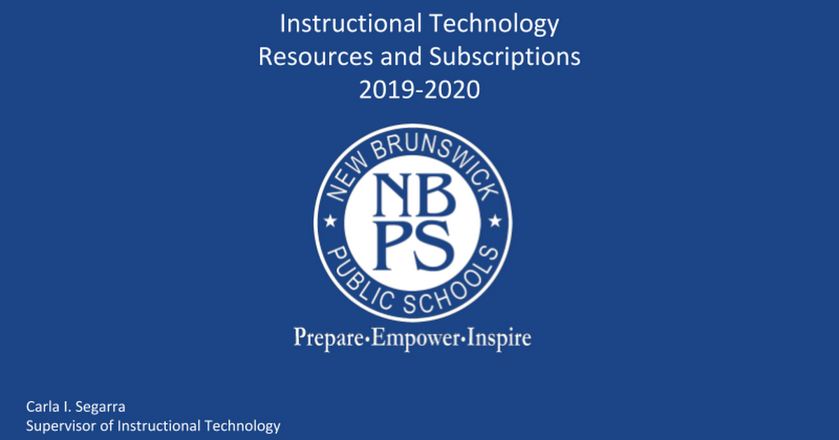  Instructional Technology Subscriptions and Resources 19-20