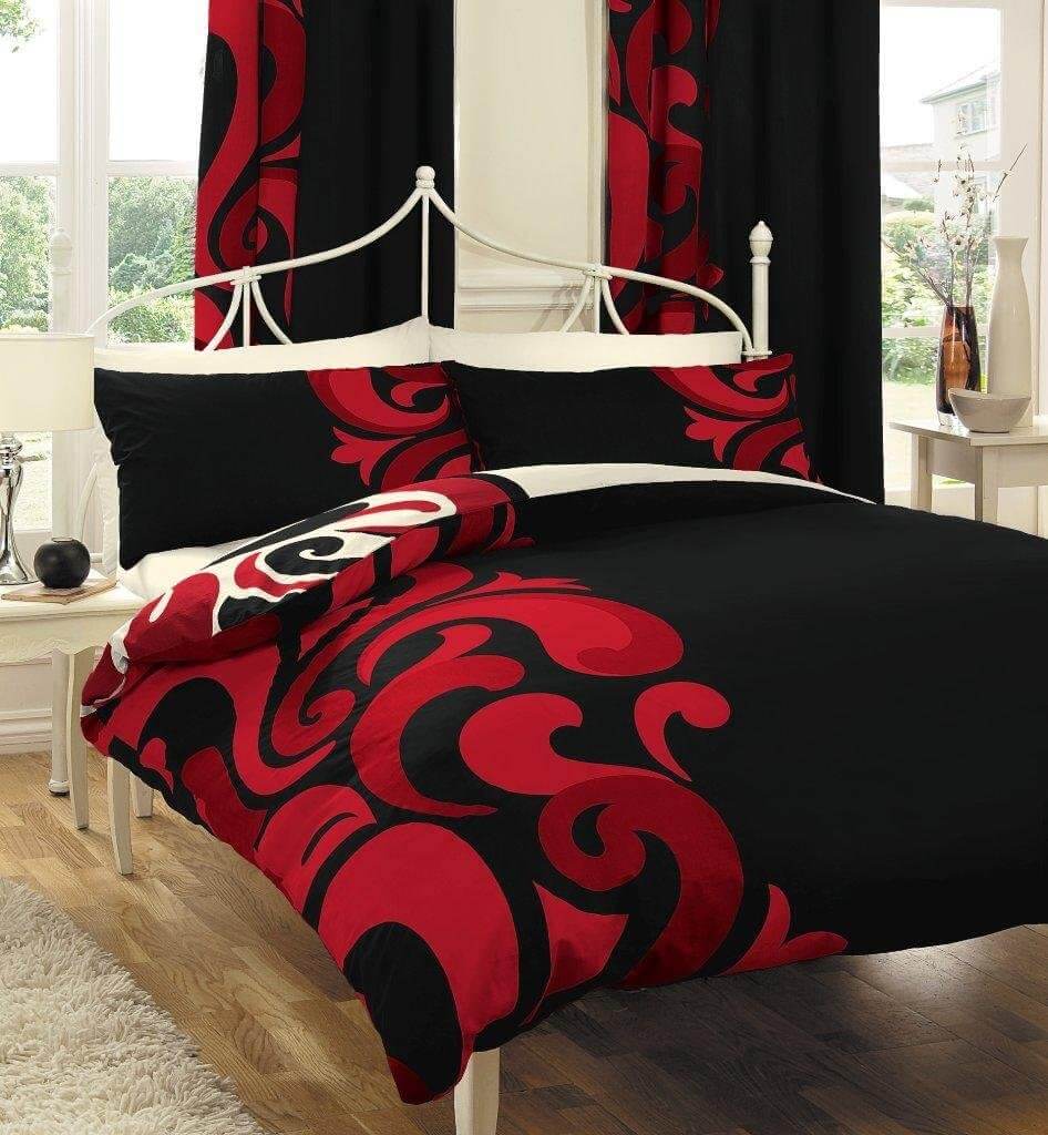Drap giường hai màu đỏ đen