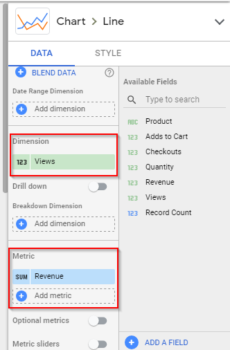 Google Data Studio Ecommerce Dashboard: Choose dimension and metrics | Hevo Data