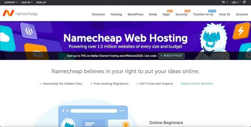 Alojamiento web Namecheap 
