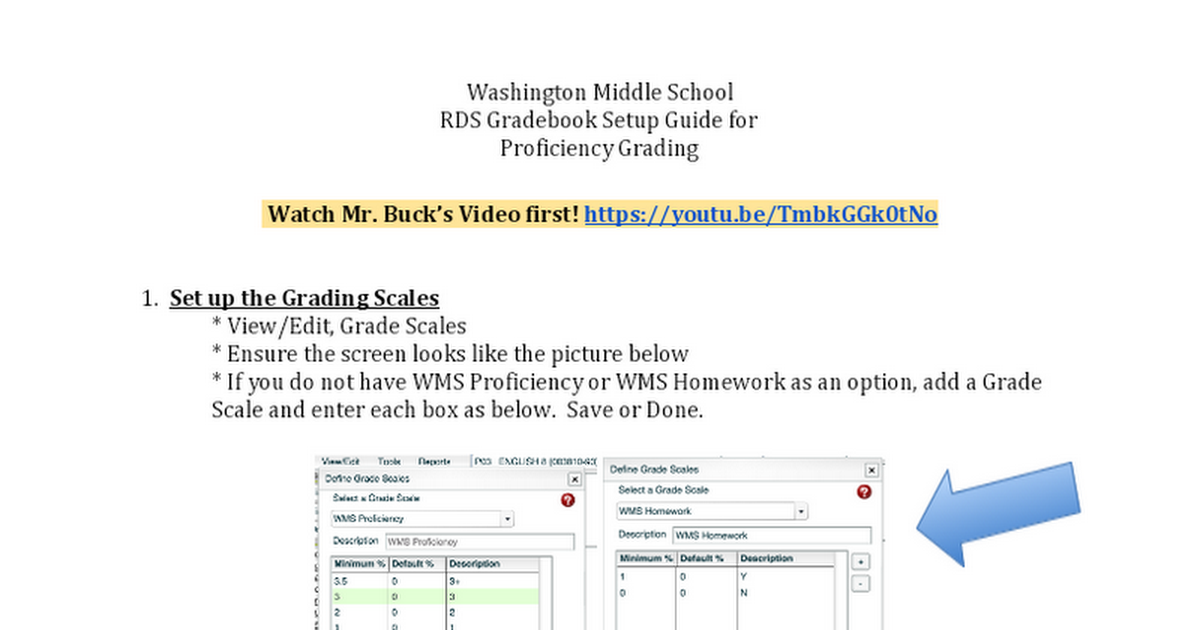 RDS Gradebook Setup (Proficiency Scale)