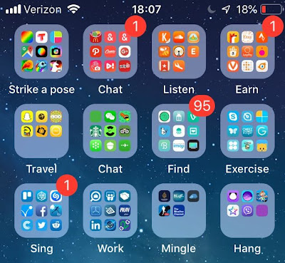 How to organize apps on iPhone: Folders labeled based on what you can do with those apps.