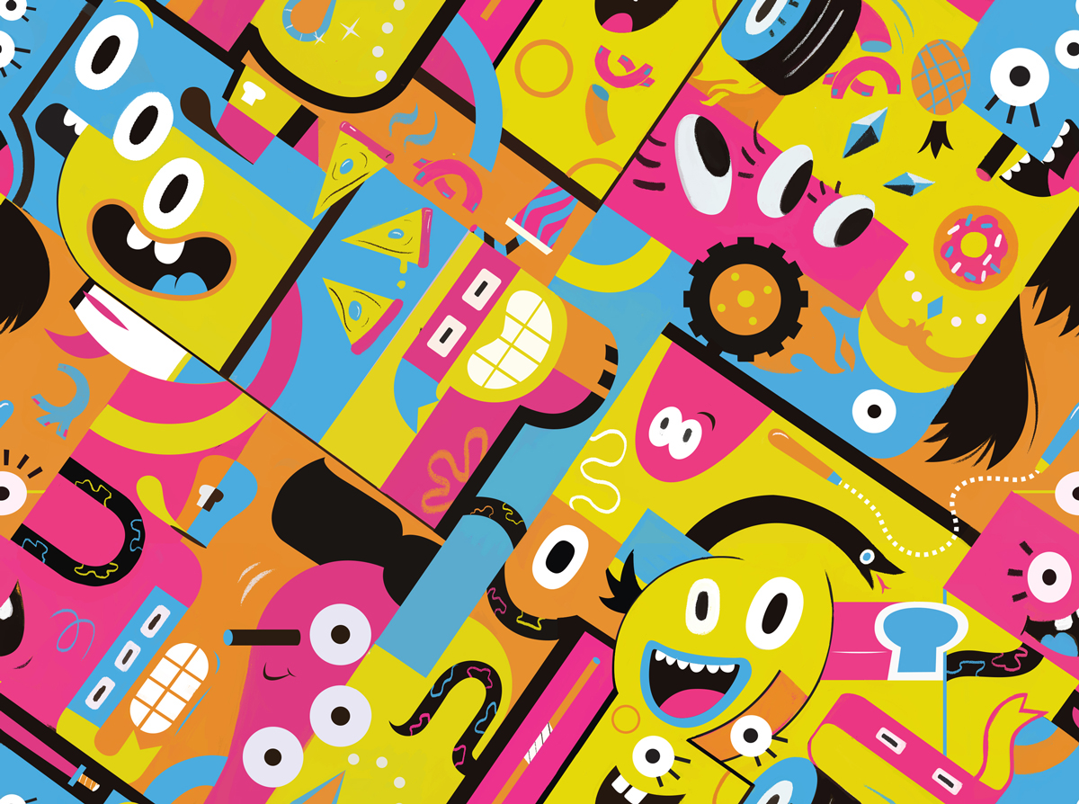 nickelodeon color pattern colorful raport seamless molinet Nick.com ninja Turtles  spongebob hip ilustracion modern "juan molinet"