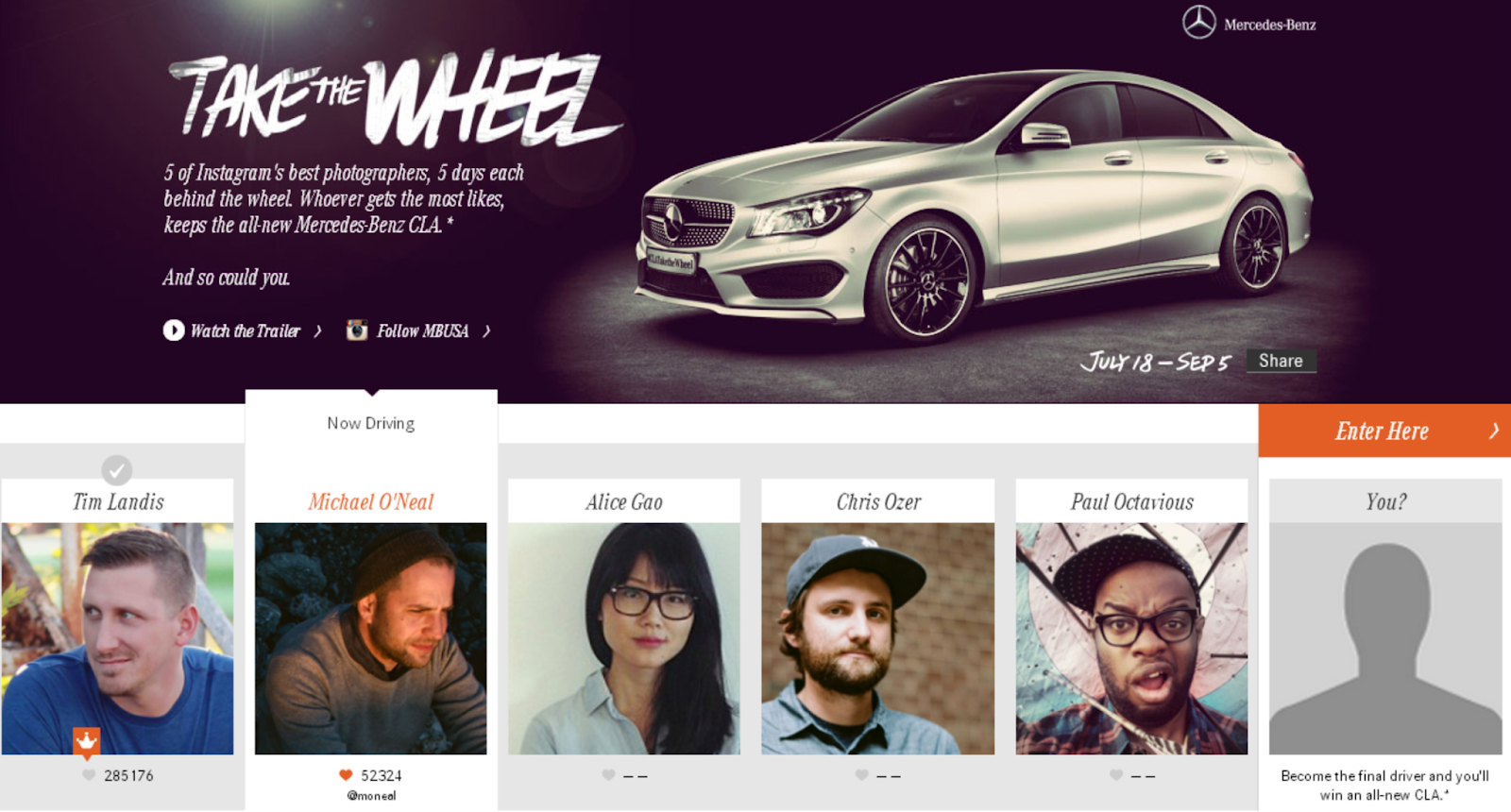 Social media success story: Take the wheel participants