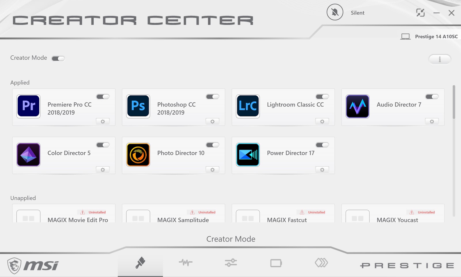 e procesador se utilizarán para un software determinado, lo que le permite personalizar las especificaciones del MSI prestige 14 para manejar tareas más exigentes cuando sea necesario y trabajar con más alivio cuando sea conveniente.