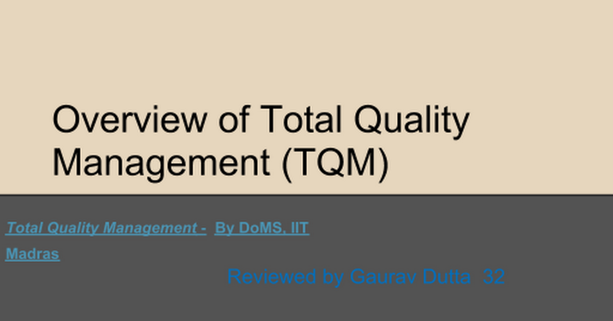 Total Quality Management - Google Slides