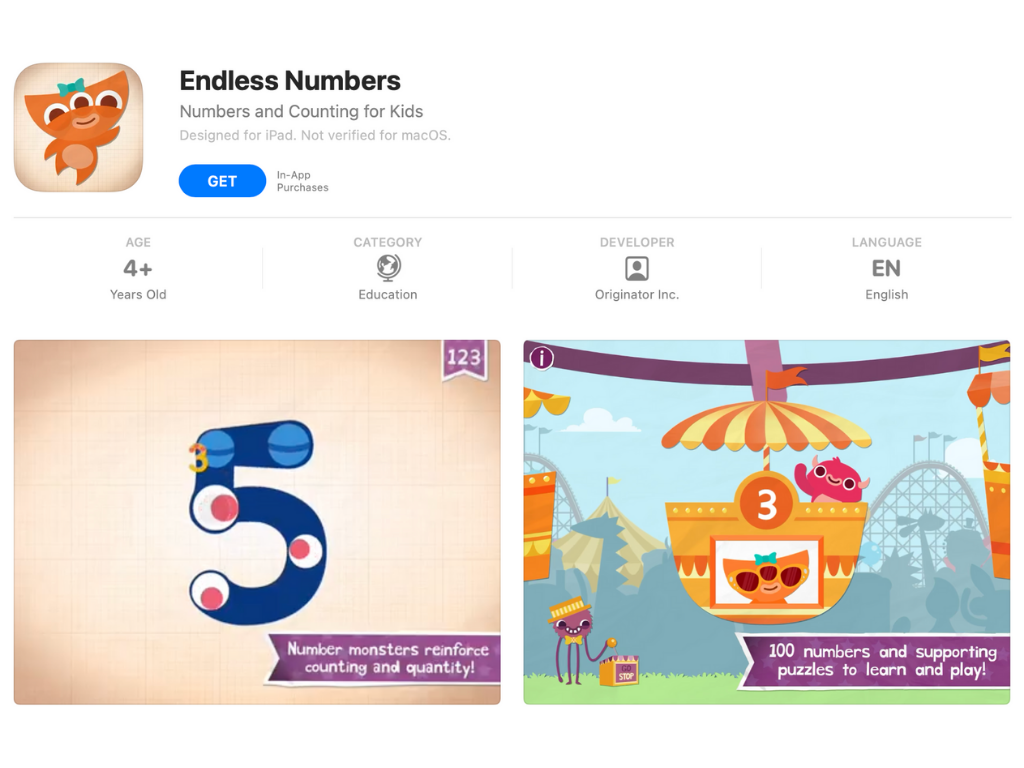 Endless Numbers Math App iStore