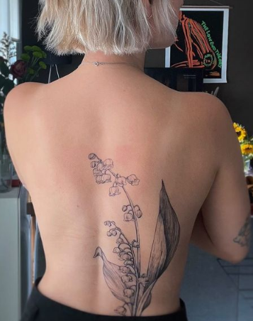 On Back Lily Of The Valley Tattoo