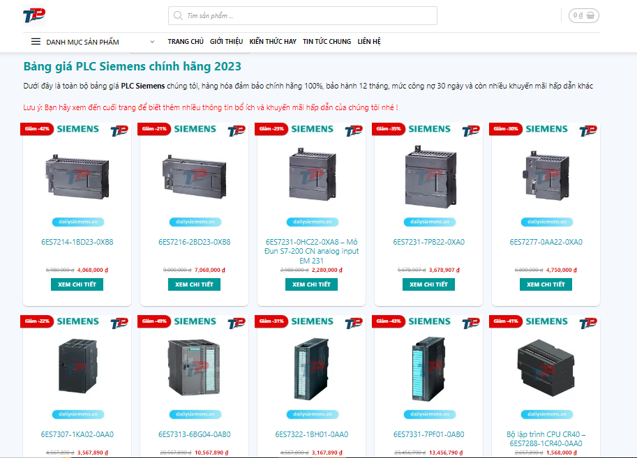Truy cập 1 trang web uy tín về sản phẩm PLC  Siemens  để xem những lựa chọn mới nhất