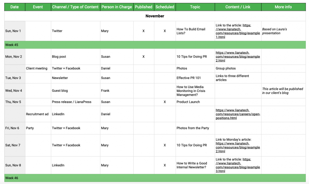 10 Tips for Creating a Content Calendar - LianaTech.com