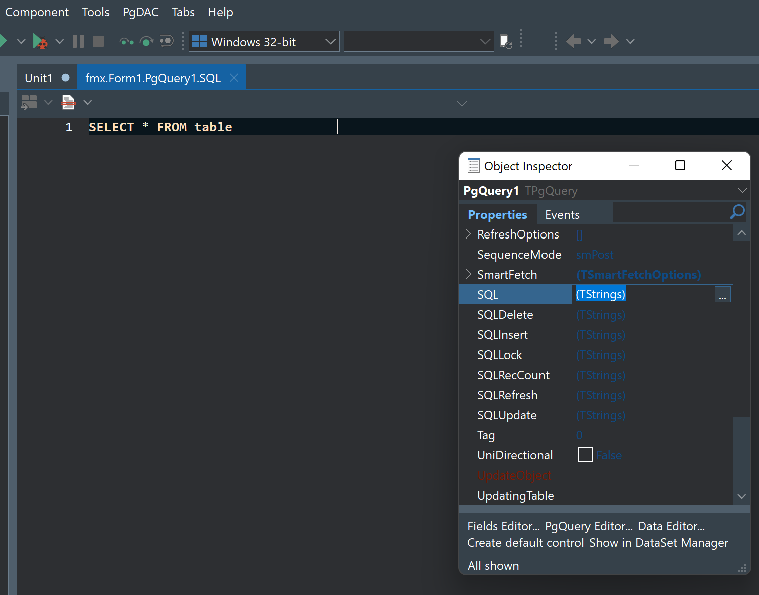 SQL query activating