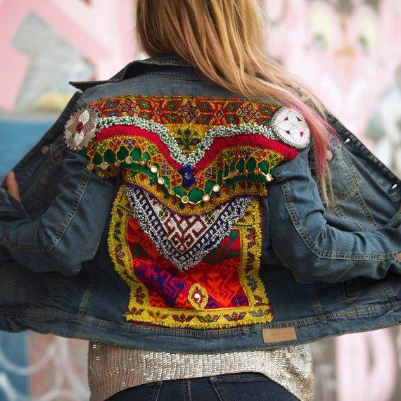 Embroidered denim jacket, embellished jean jacket, boho jean jacket, 70s style  denim, festi… | Embellished denim, Embroidered denim jacket, Embellished denim  jacket