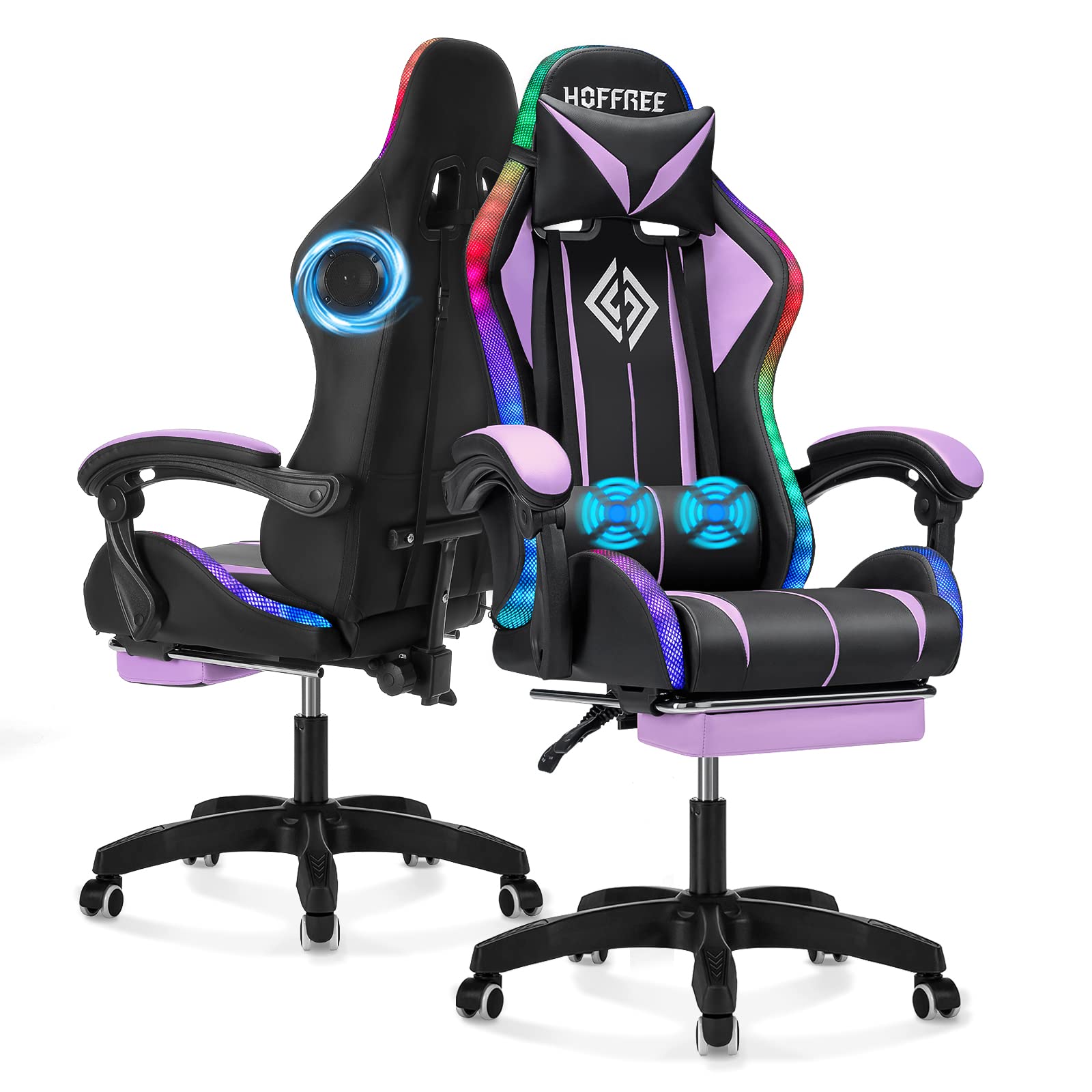 VANSPACE Gaming Chair with Bluetooth Speakers and LED RGB Lights