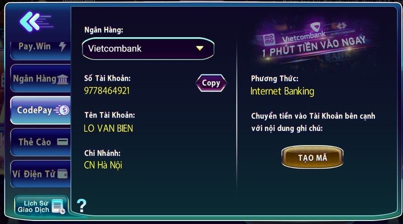 Hướng dẫn nạp tiền nhanh tại 789 Club