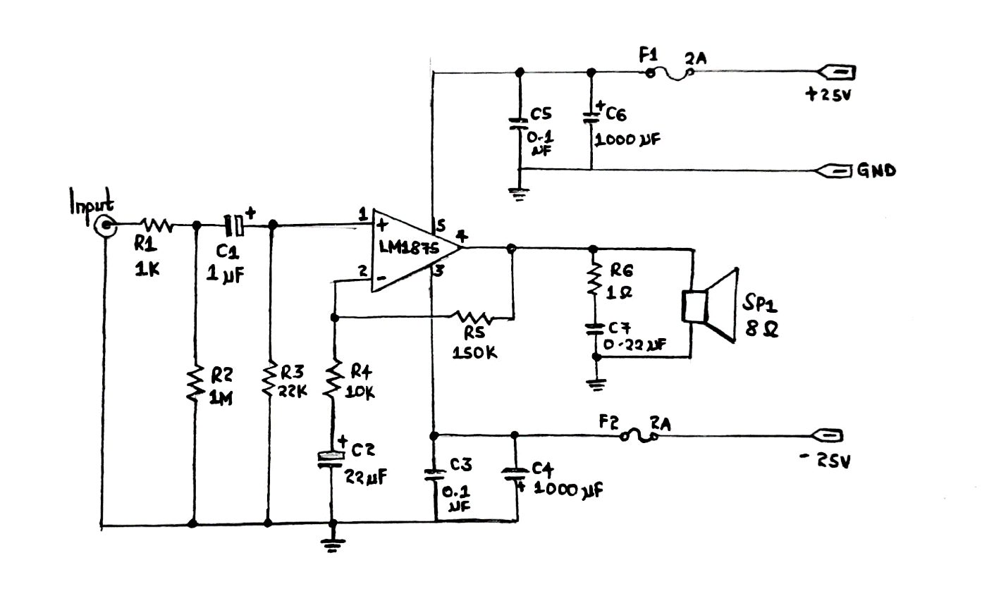A 25W OCL audio amplifier circuit 
