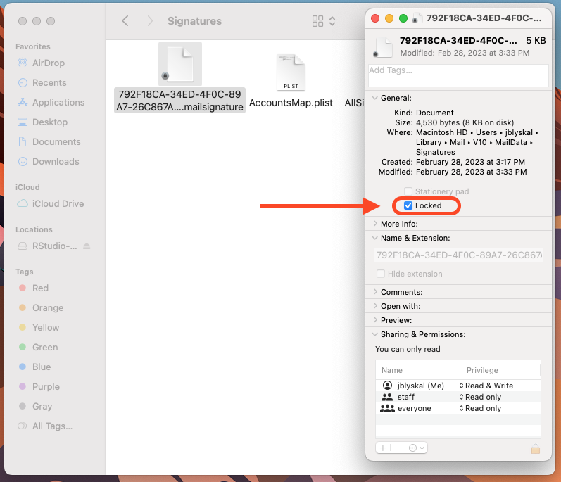 Lock the .mailsignature file