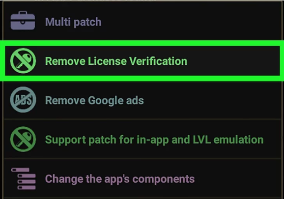 Click menu of patches- How to Use Lucky Patcher on Android