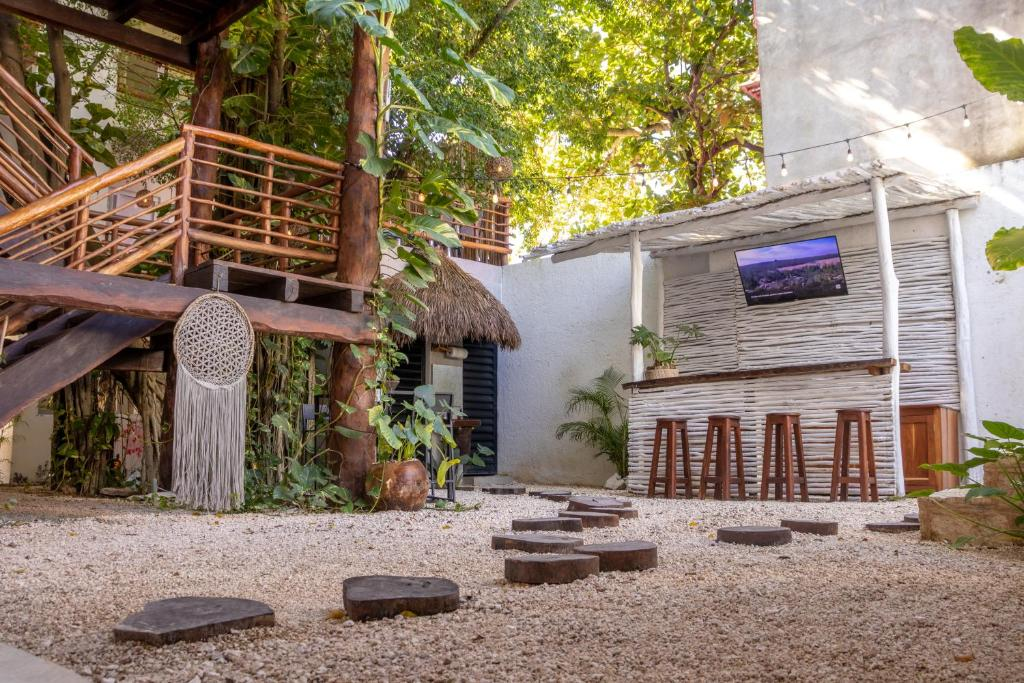 Bohohostel in Tulum, a popular coworking and hostel in the vibrant beach town, a hotspot for those working remotely from Mexico.
