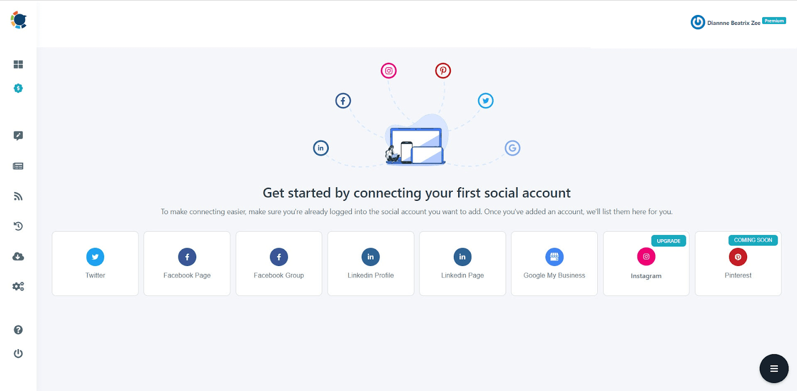 You can manage your accounts on major social media tools.