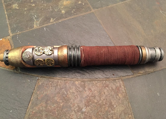 Leather wrapped hilt of Steam punk lightsaber
