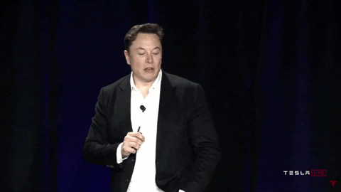 Elon Musk rolls his eyes and shrugs.