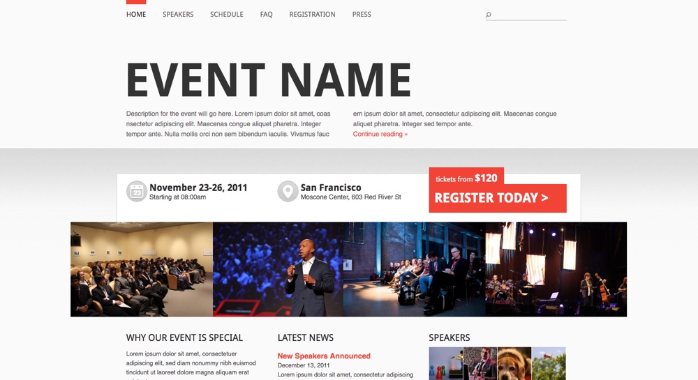 Tema WordPress Gerenciador de Eventos