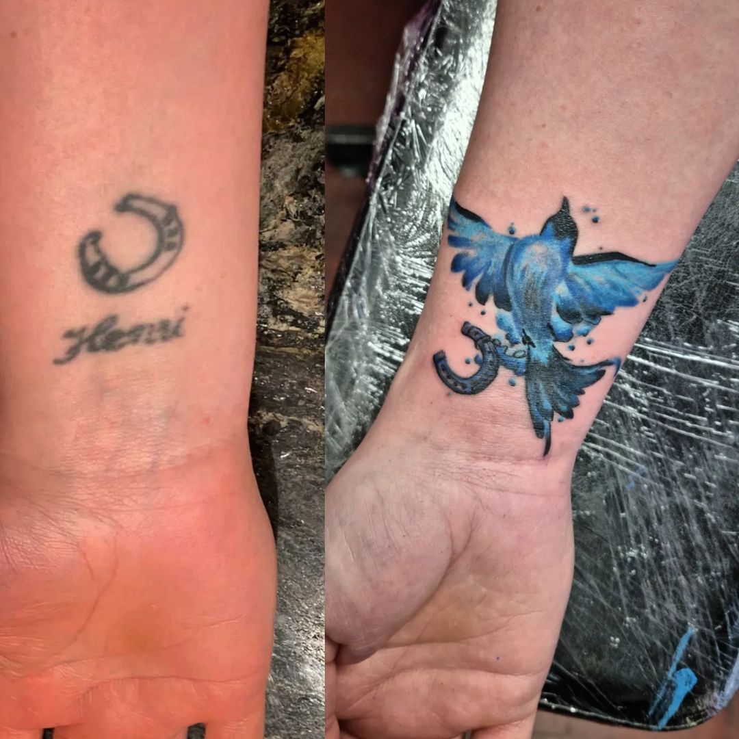 Coverup Flying Birds Wrist Tattoos For Men