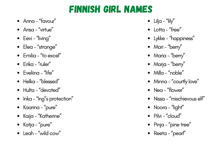Finnish Girl Names