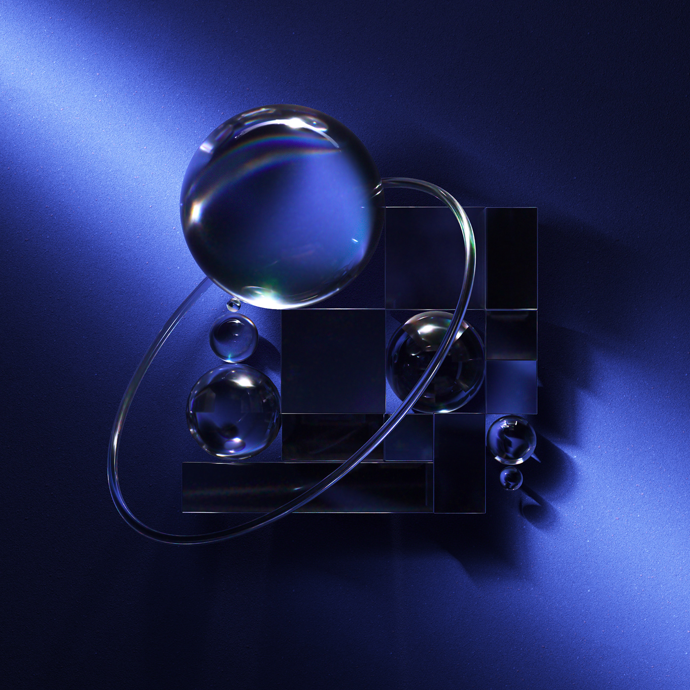 3D balance bauhaus geometric glass gradient light realistic