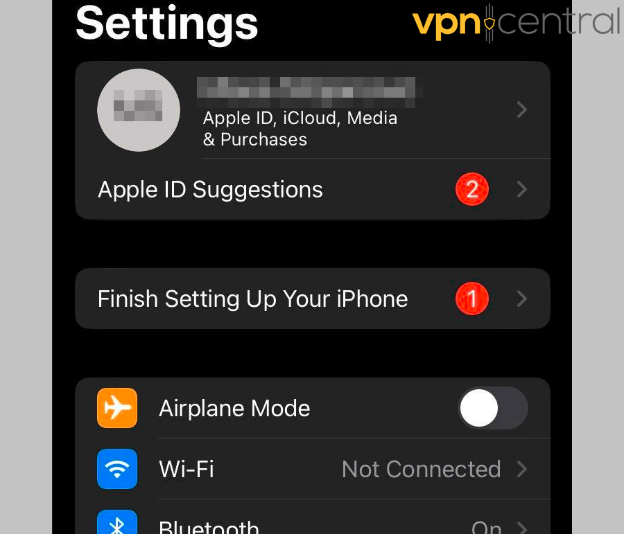 iphone settings