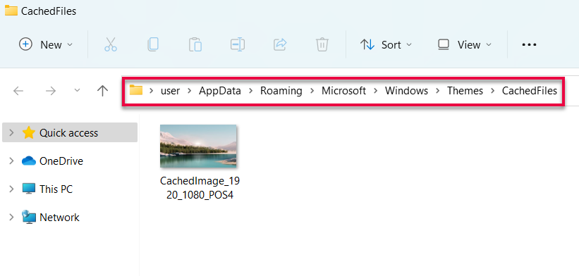 Emplacement actuel du fond d'écran de Windows 11