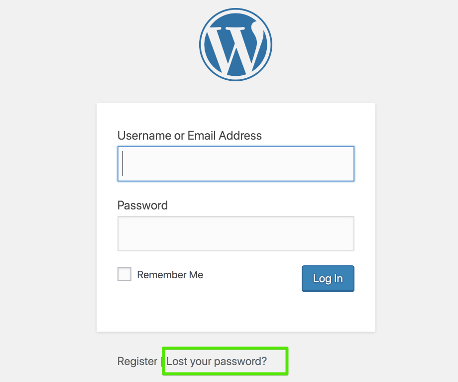 WordPress login page