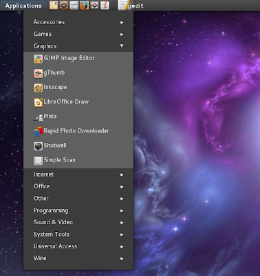 Gnome Shell applications menu in the panel extension