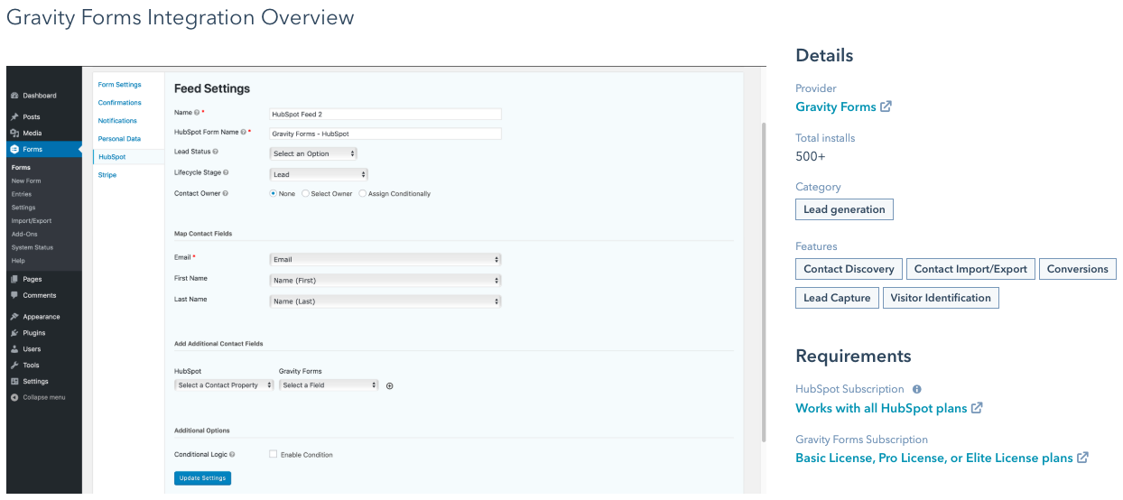 gravity forms hubspot integration