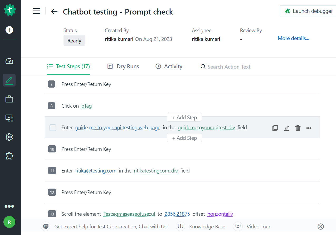 chatbot testing prompt check