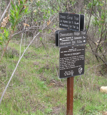 Sign along the ridge trail.