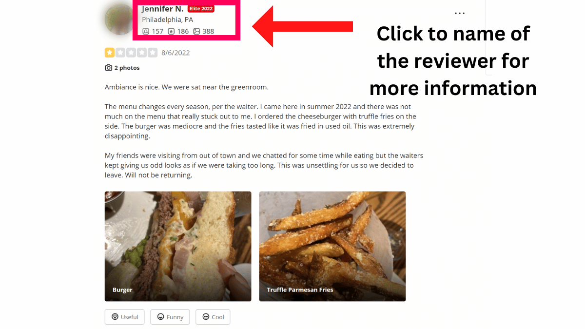 how to find out who wrote a yelp review