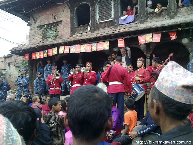 Nepal Police Band performing in Bisket Jatra