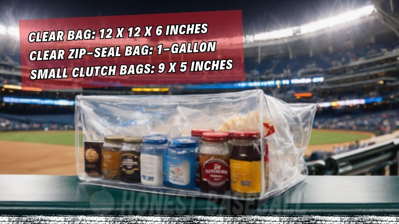 Kauffman Stadium bag policy allows clear bags, zip-seal bags: 1-gallon, and small clutches.