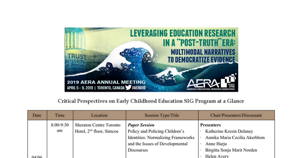 2019 AERA _CPECE_Program at a Glance Google Docs