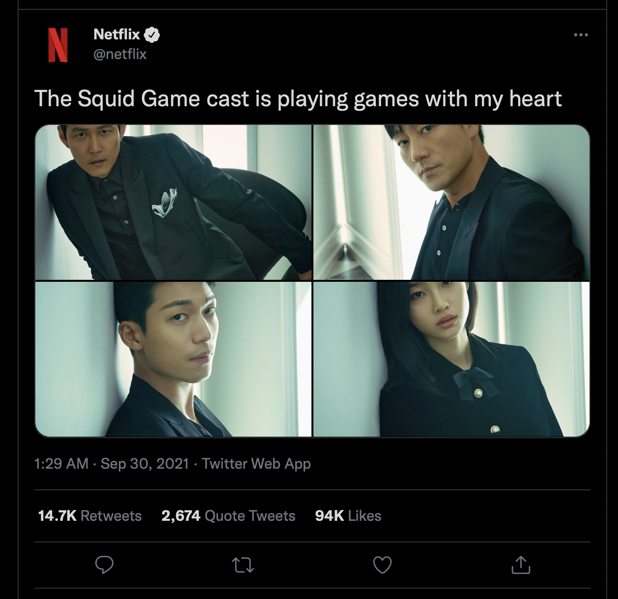 Netflix on X: The Squid Game cast is playing games with my heart   / X