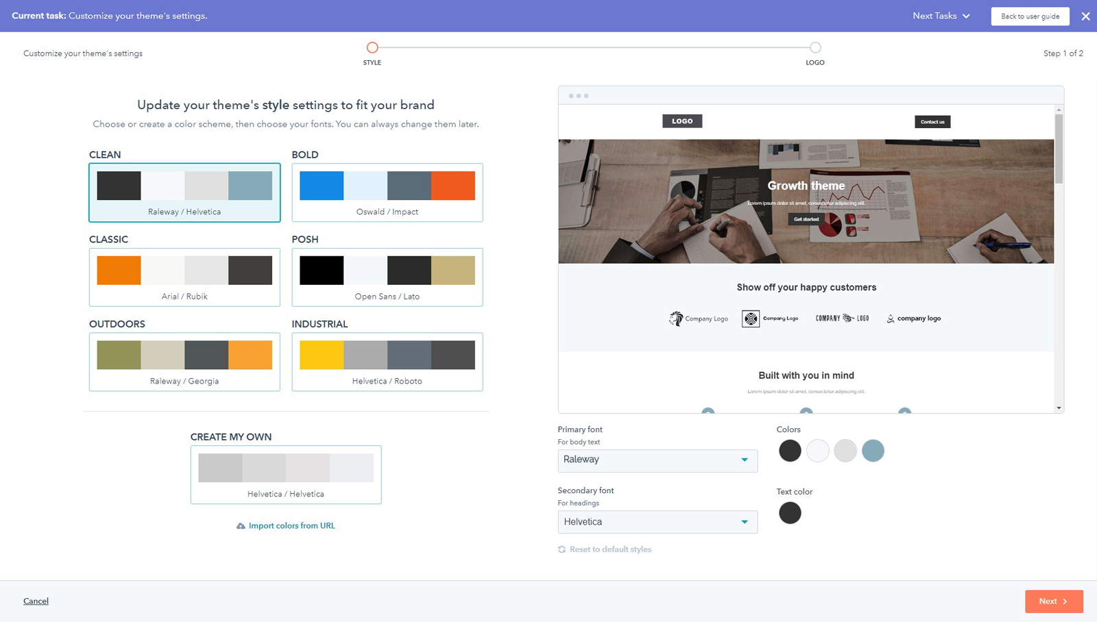 Customize your website’s theme settings.