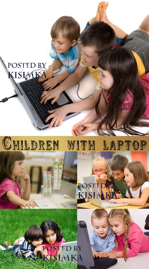 Stock Photo: Children with laptop Stock Photo: Children with laptop