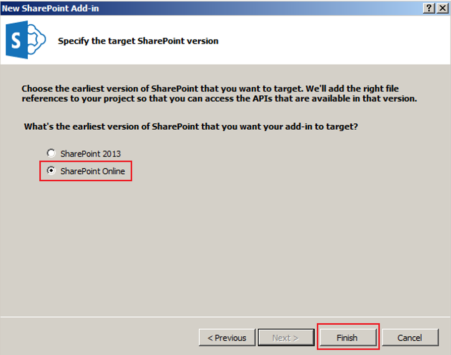 Specify the target SharePoint version